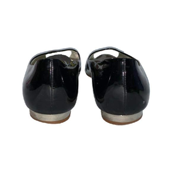 Chanel Peep Toe Ballet Flats Patent Black Size 8.5 - Picture 11 of 15